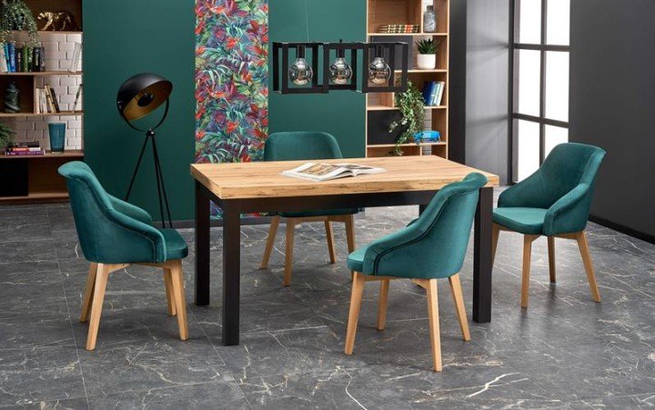 Обідній стіл Halmar Tiago 140-220/80/76 Дуб крафт / Чорний